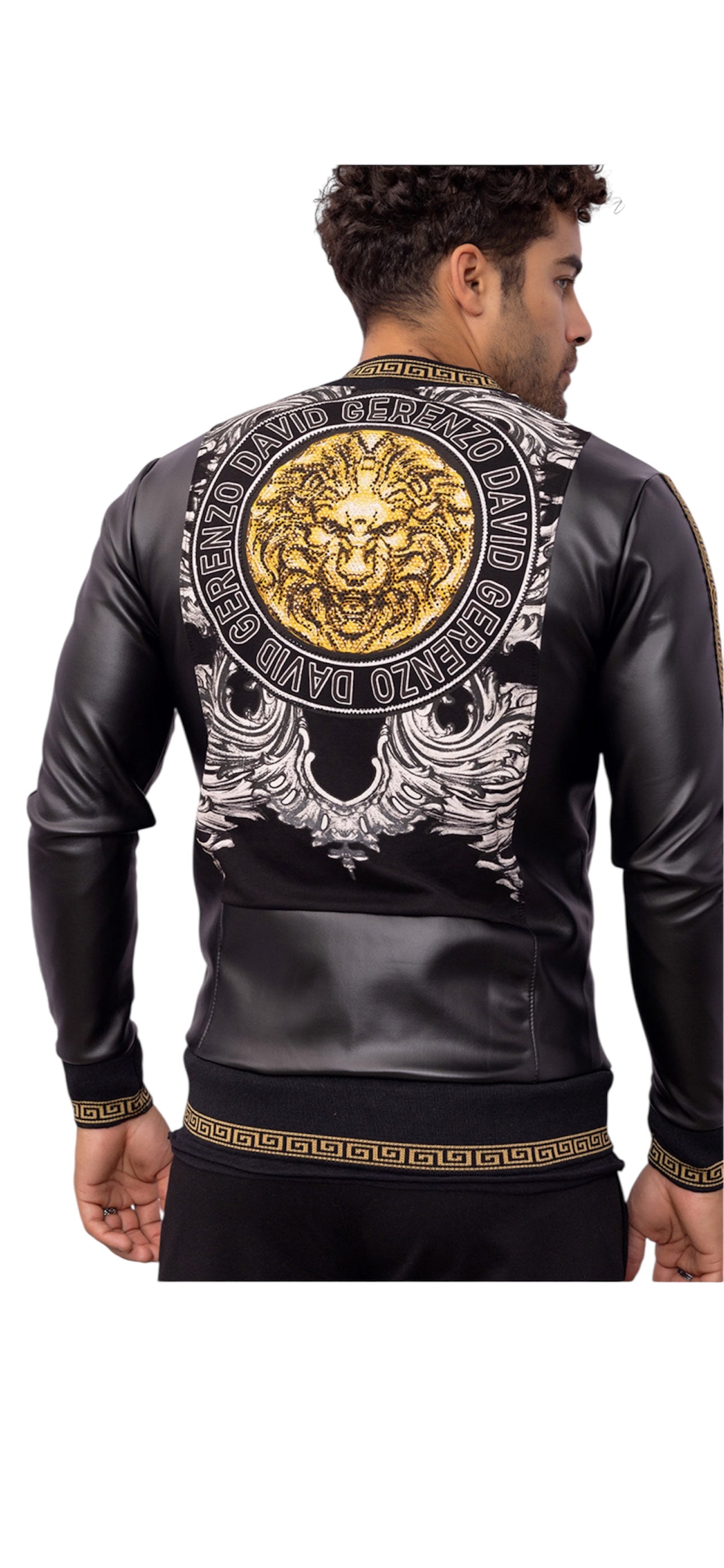 Zeus Grecian Embellished PU Jacket Black