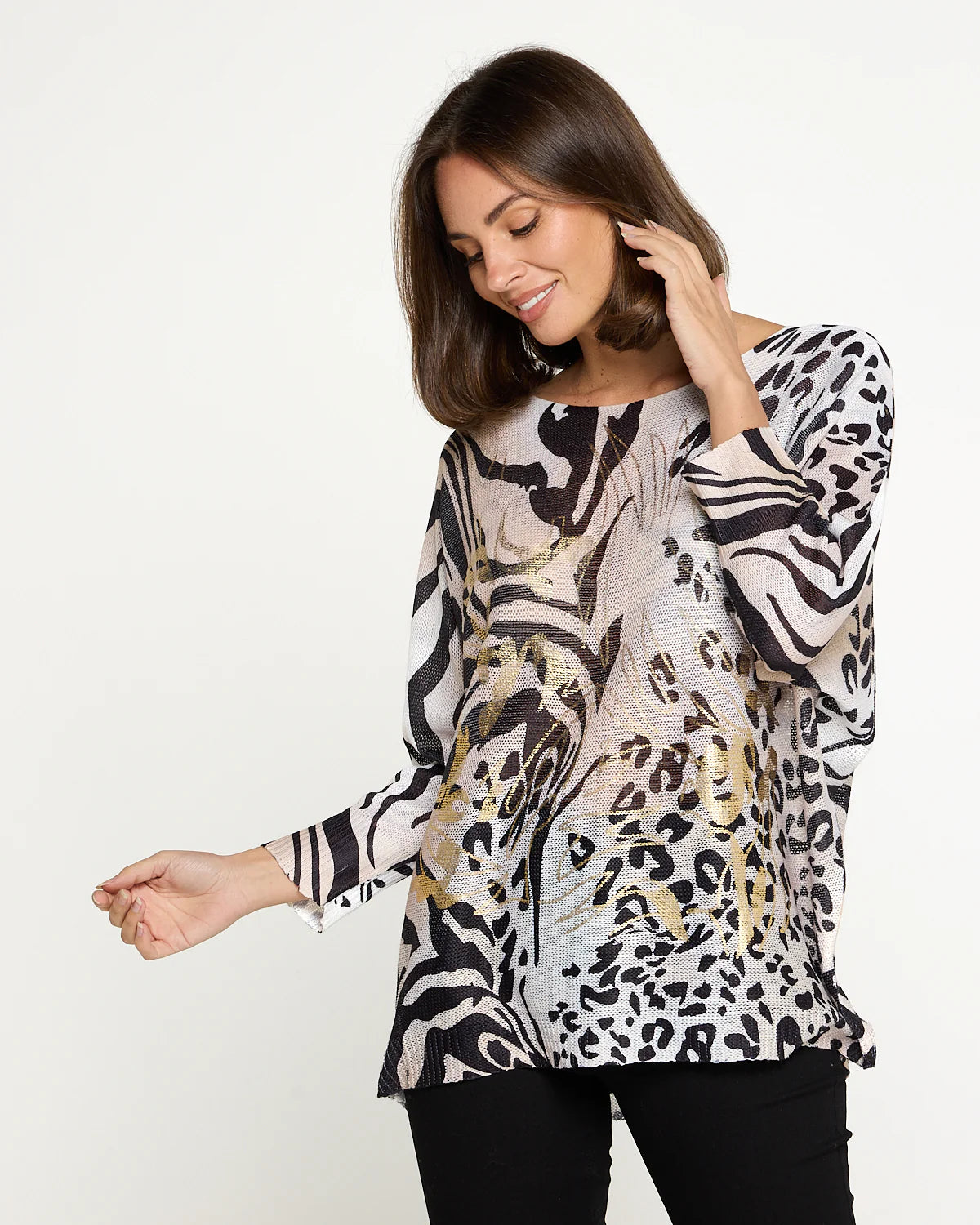 Valentina Foil Print Leopard Jumper