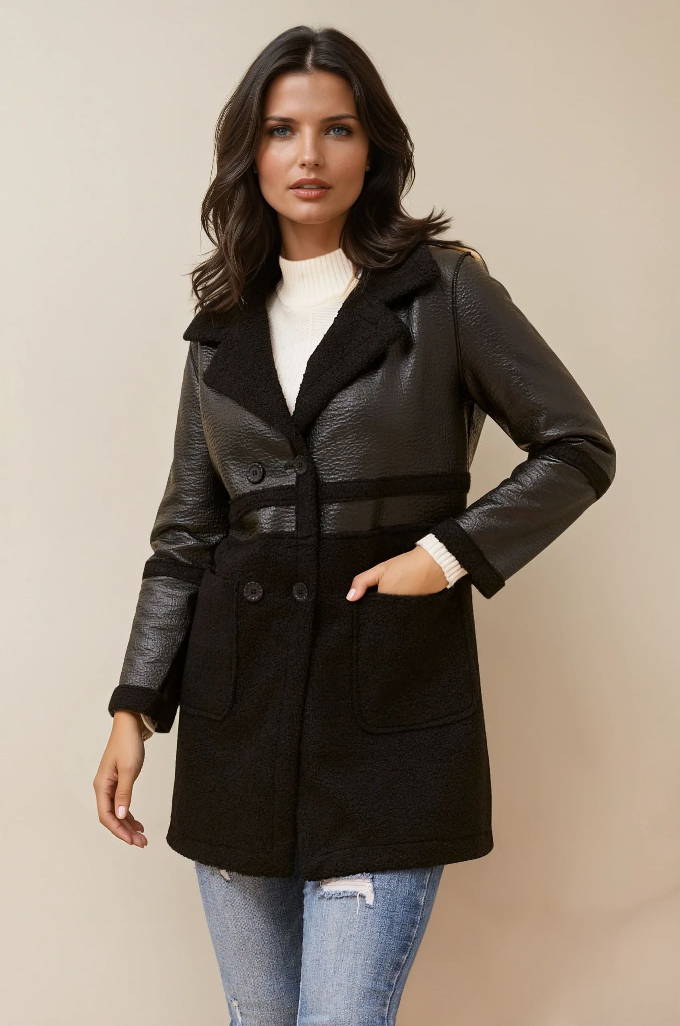 Midnight Luxe Contrast Coat
