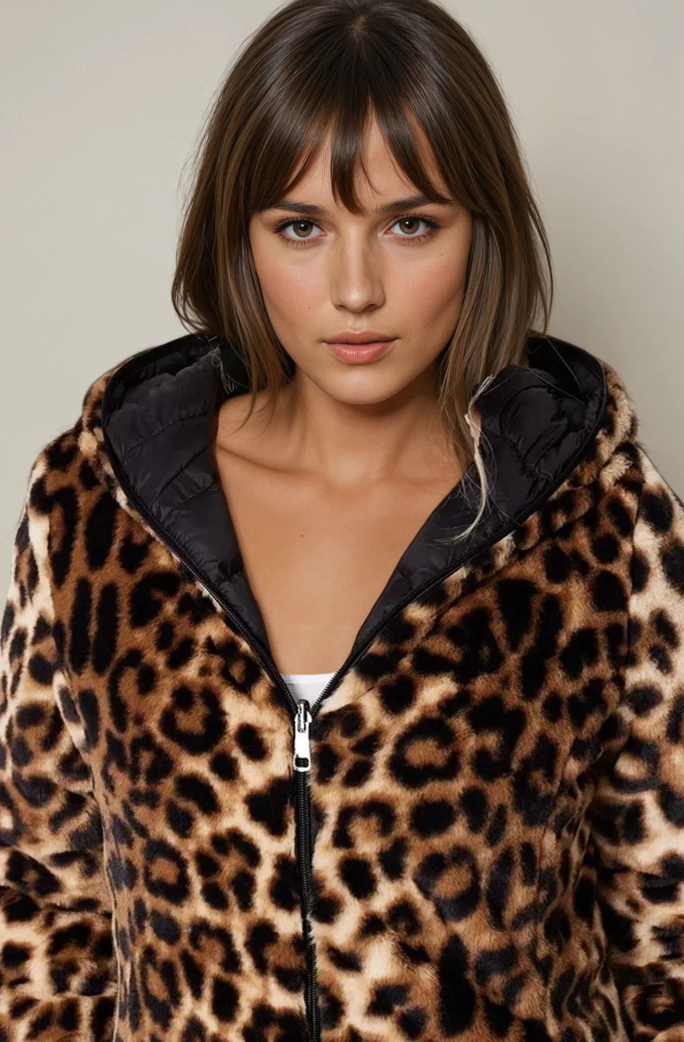 Chic Reversible Animal Print Puffer