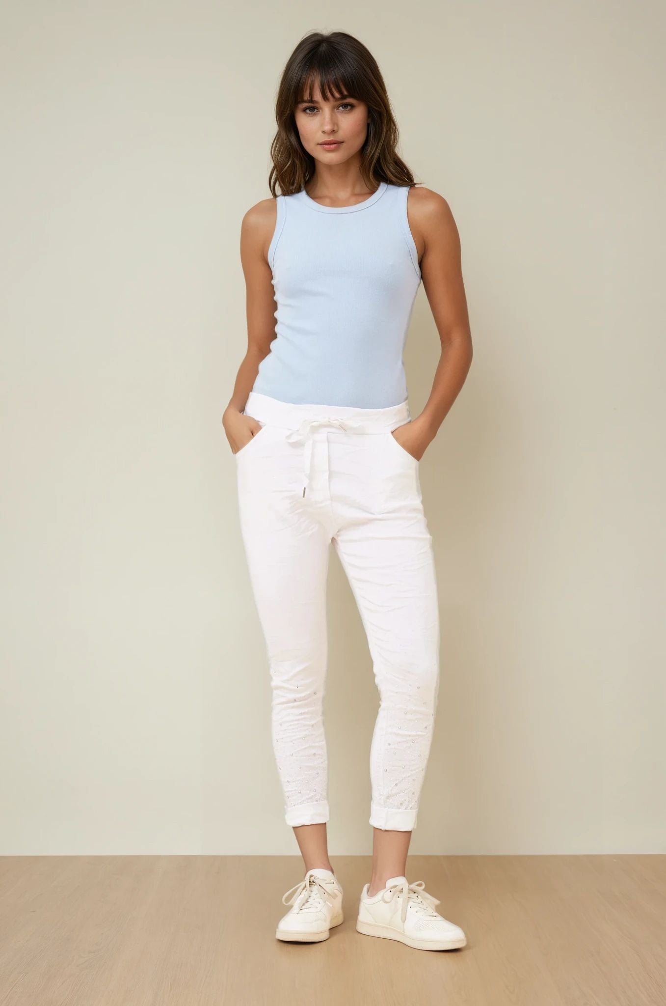 Sundaze Sequin Joggers – White Ice