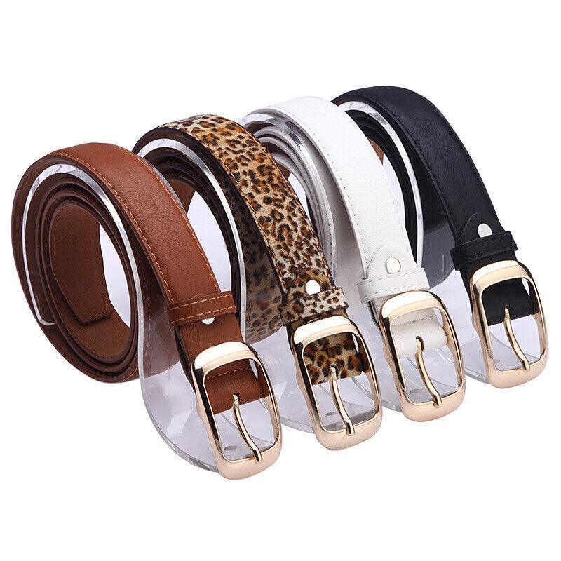 Ladies Leather Belt Classic Buckle Fashion Waist Strap for Jeans Dresses Casual - Leopard