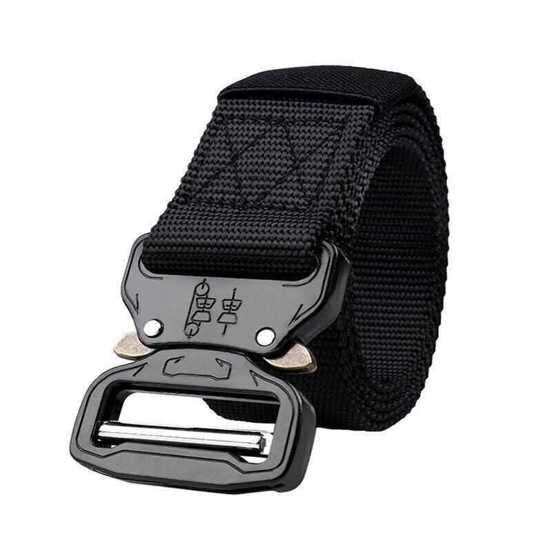 Mens Canvas Outdoor Tactical Belt Heavy Duty Army Waist Web Strap Waistband Hot - Khaki