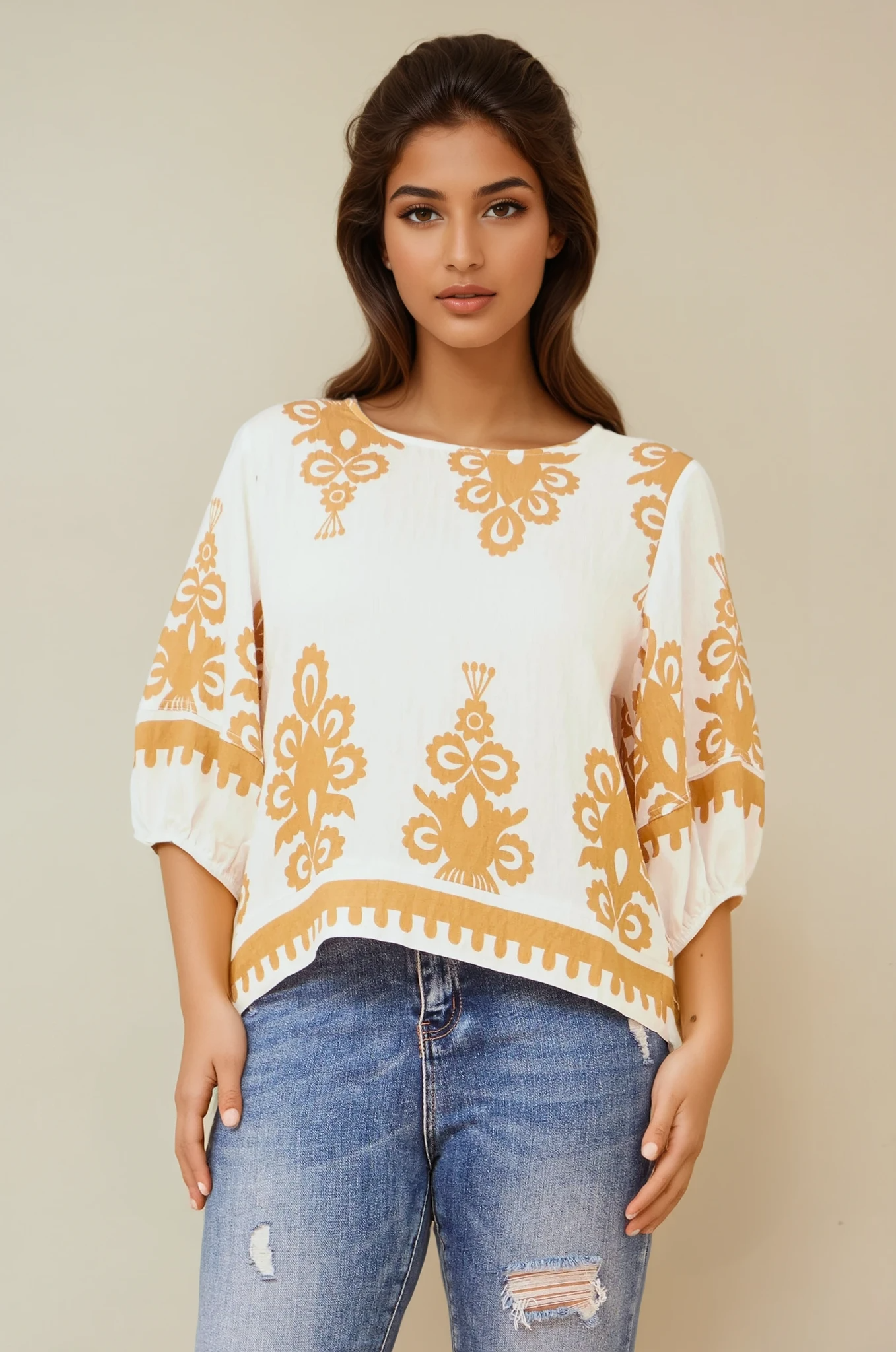 Lara Border Print Top