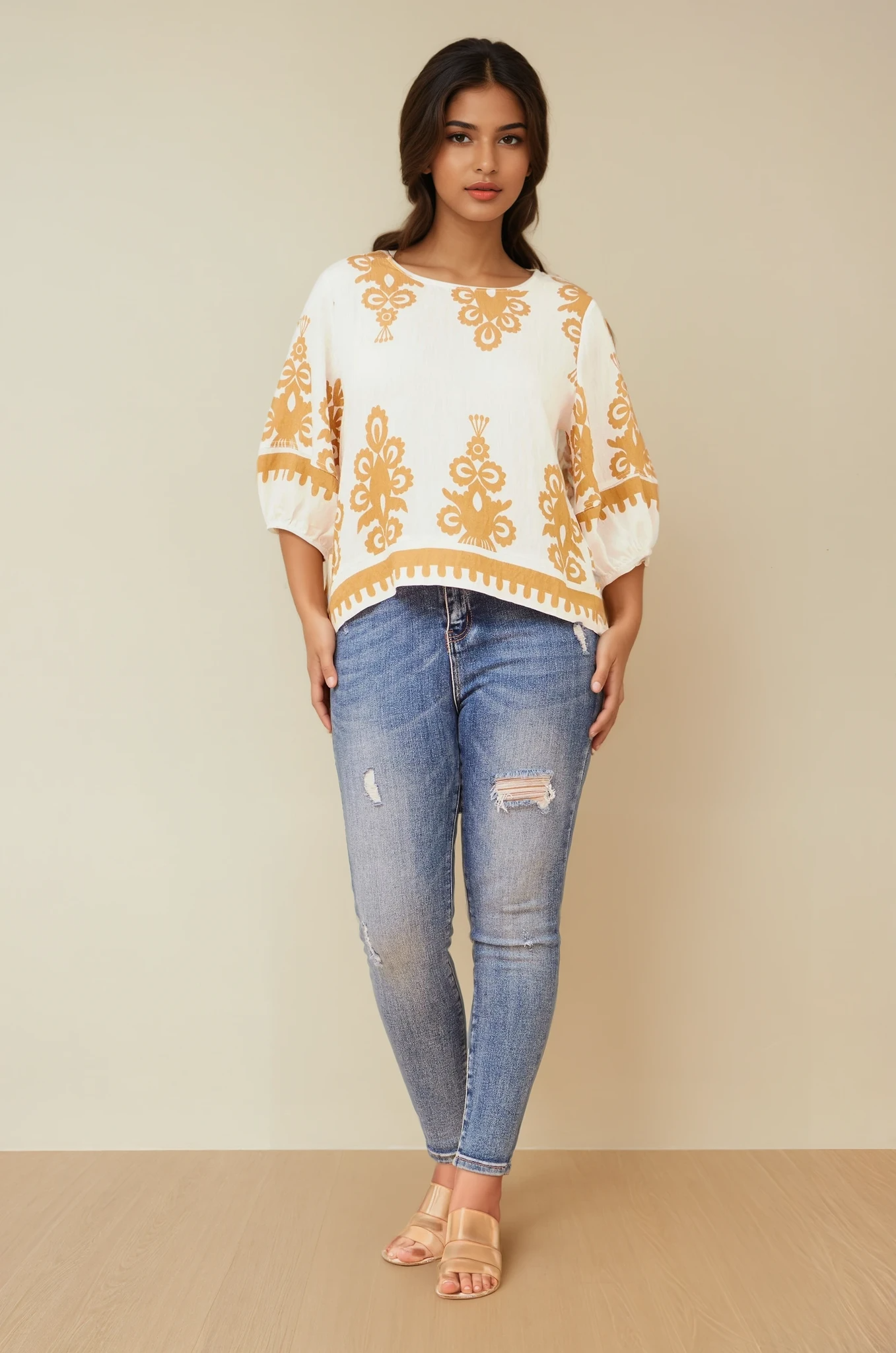 Lara Border Print Top