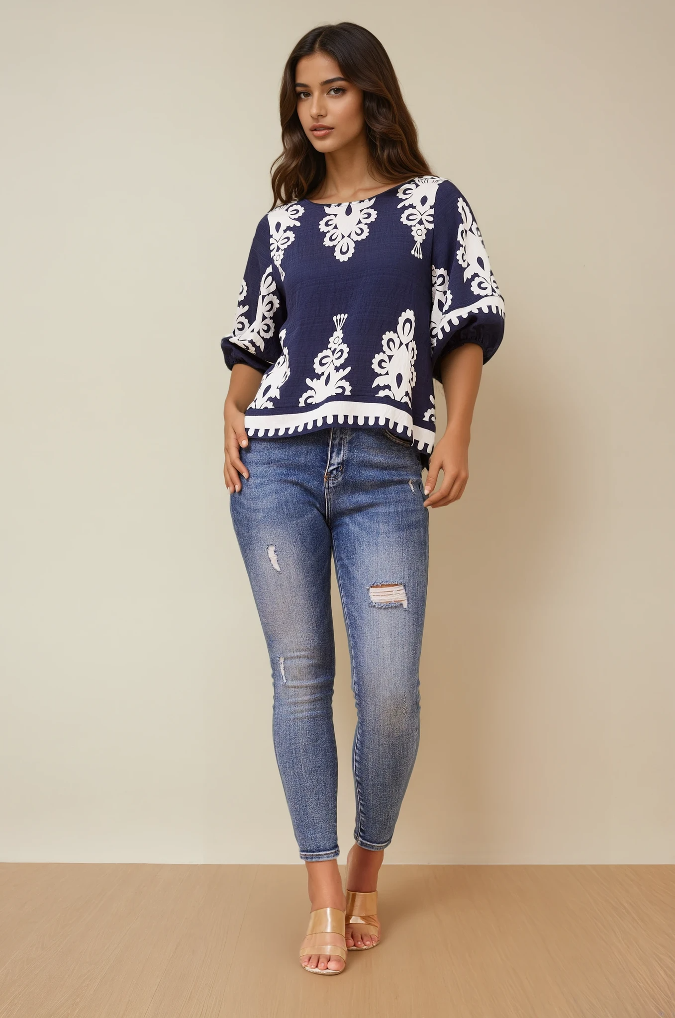 Lara Border Print Top