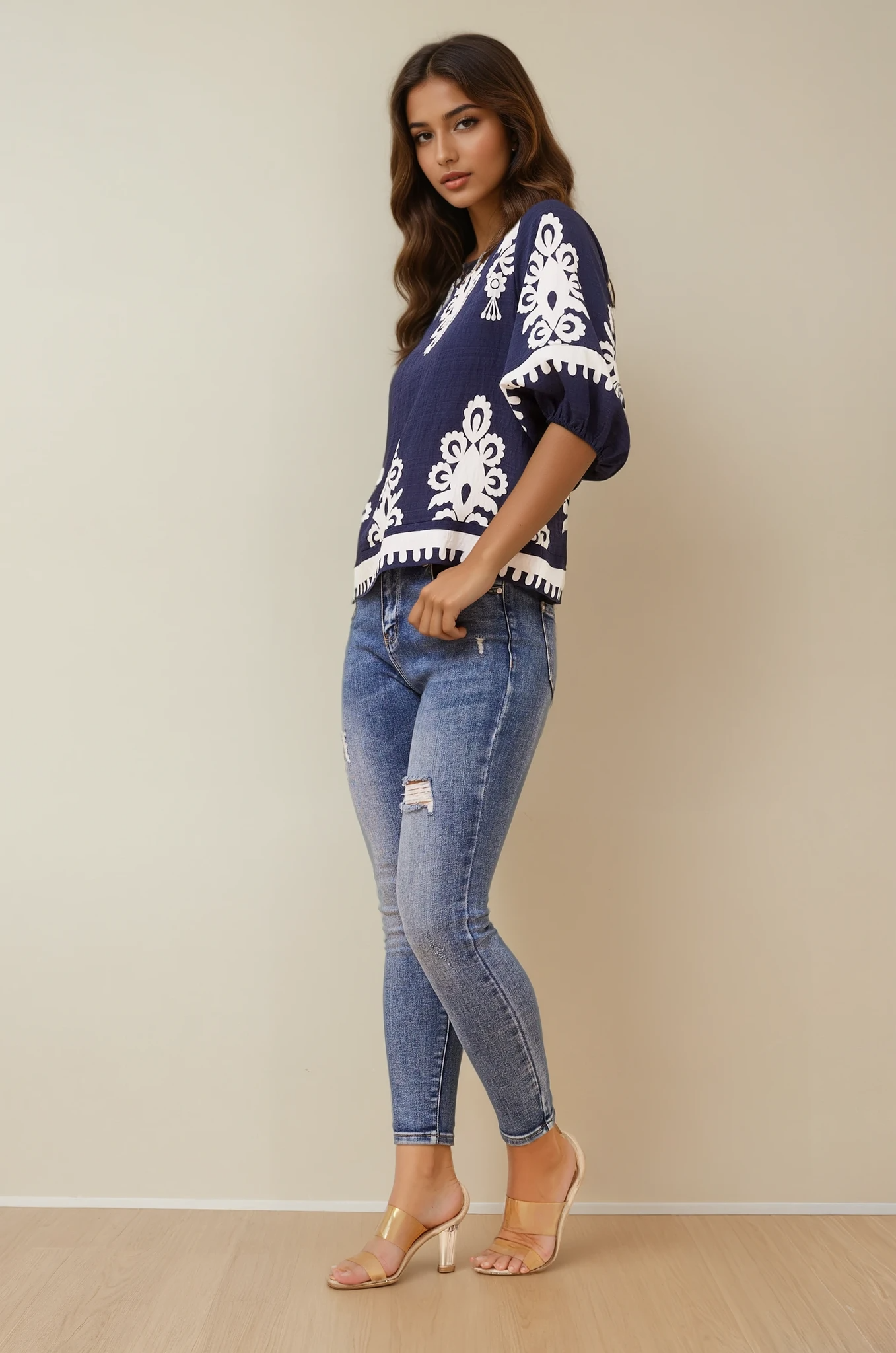 Lara Border Print Top