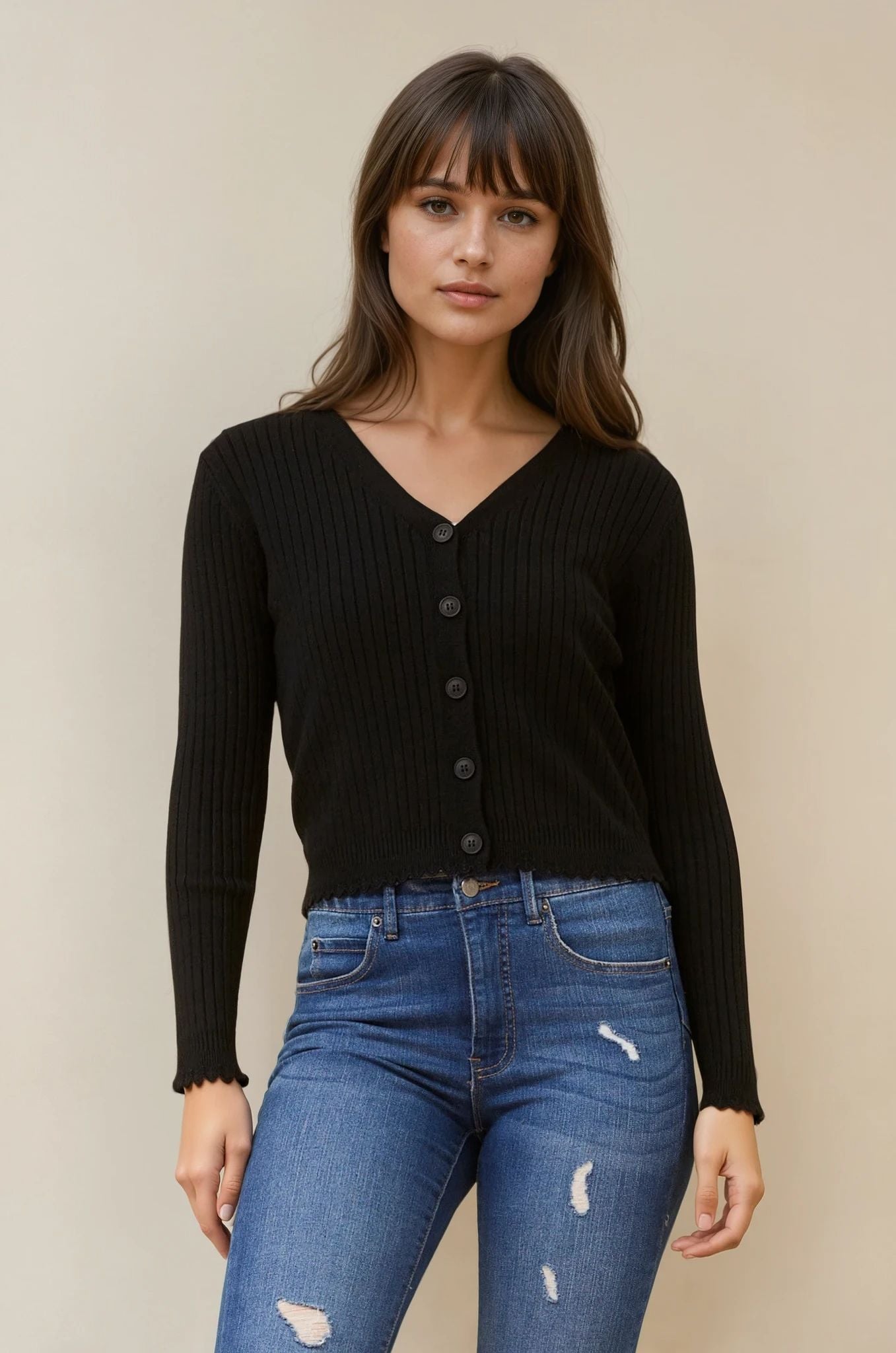 Luxe Scallop Knit Cardigan